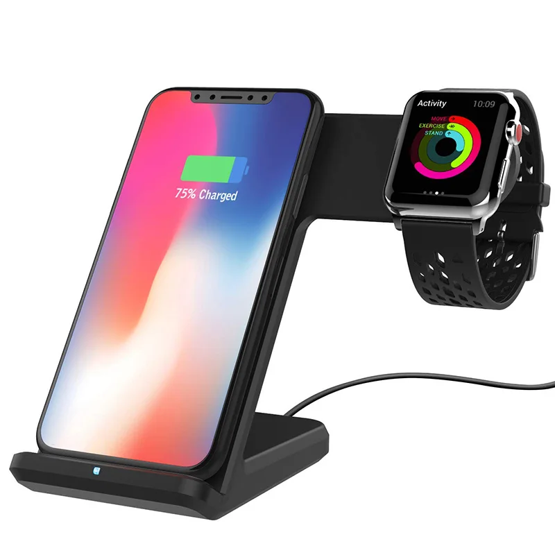 Qi Беспроводное зарядное устройство для iPhone Xs Max Xiaomi Samsung 2 в 1 Быстрое беспроводное