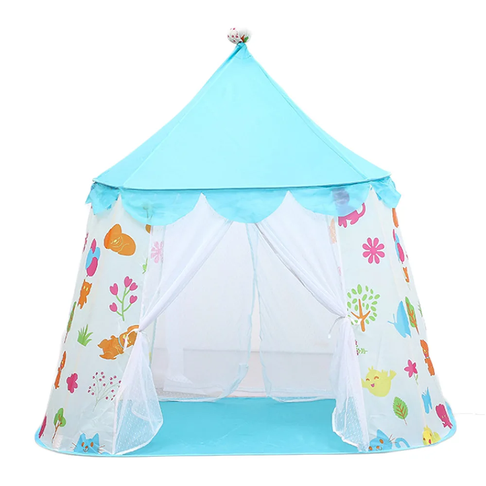 Портативная детская палатка, игрушечный мяч, бассейн, Замок принцессы для девочек, игровой домик, детский маленький домик, складной детский пляжный тент - Цвет: Blue