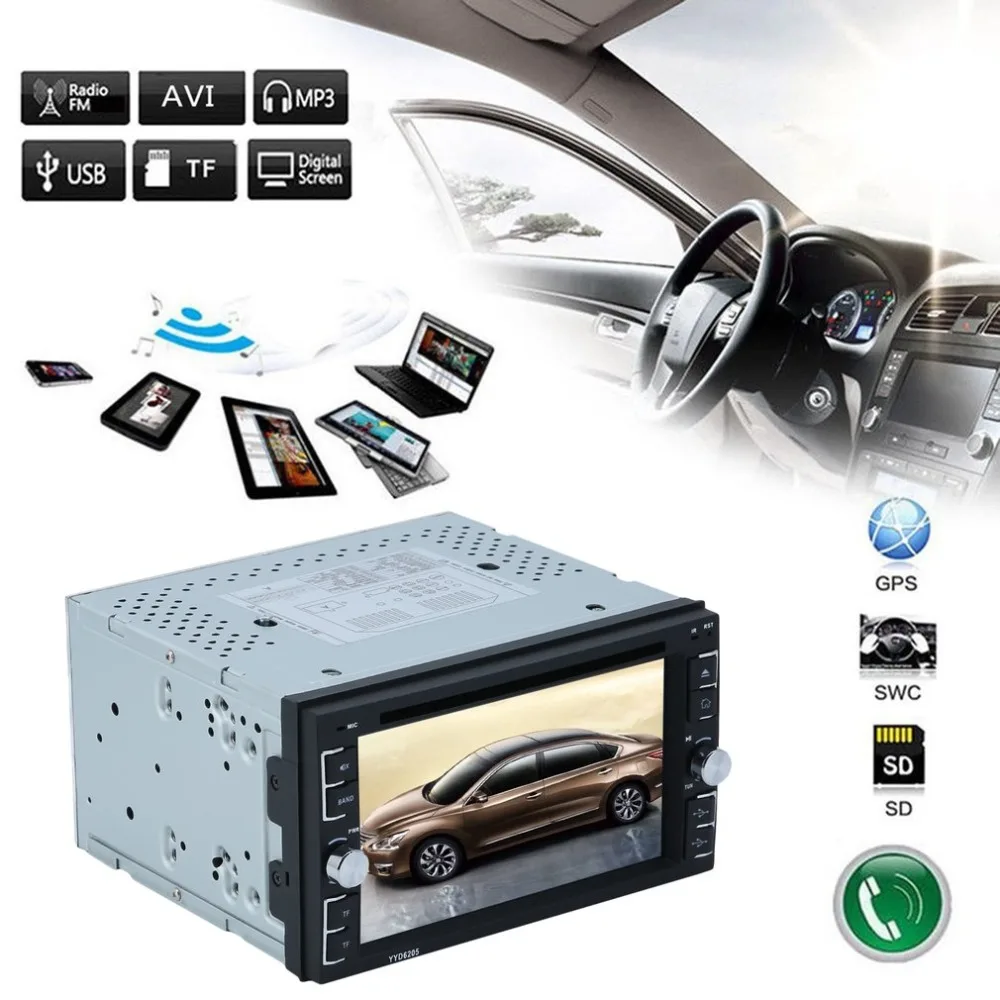 

6205 Double 2Din 6.2 Inch Car Stereo DVD CD MP3 Player In Dash Bluetooth For Ipod Auto HD TV Radio Video Audio Camera Parking