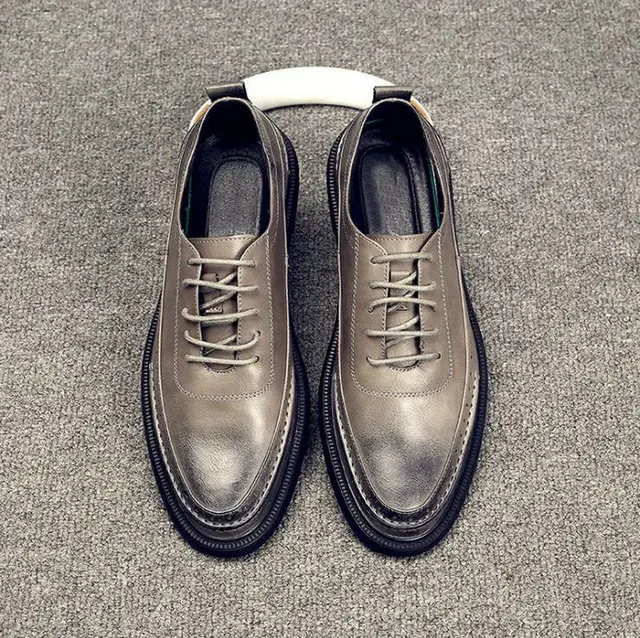 Роскошные брендовые Модные мужские Кожаные броги; мужская обувь на плоской подошве; повседневные оксфорды в британском стиле; обувь в деловом стиле; Мужские модельные туфли; LK-24 - Цвет: Серый