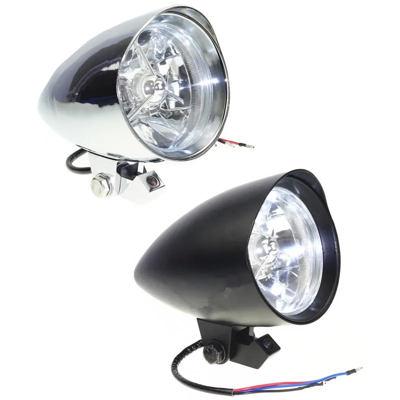 Motorcycle Bullet Visor Headlight H4 Headlamp Head Light Assembly For Harley Honda Yamaha