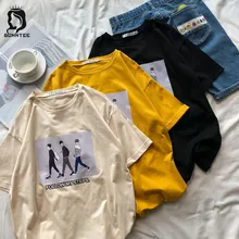 Милые женские футболки размера плюс, женские дышащие милые топы Харадзюку, женская футболка свободного кроя, модный шикарный корейский стиль