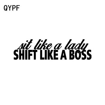 

QYPF 15CM*3.9CM Funny Sit Like A Lady Shift Like A Boss Motorcycle Vinyl Car-styling Car Sticker Decal C15-1925