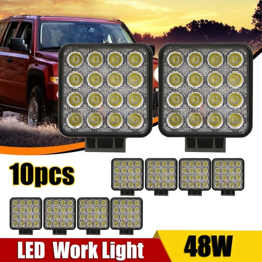 

10PCS/Sets 48W Led Super Bright Car Auto Shockproof Waterproof Bike Light Driving Light Offroad Headlight 10-30V DC