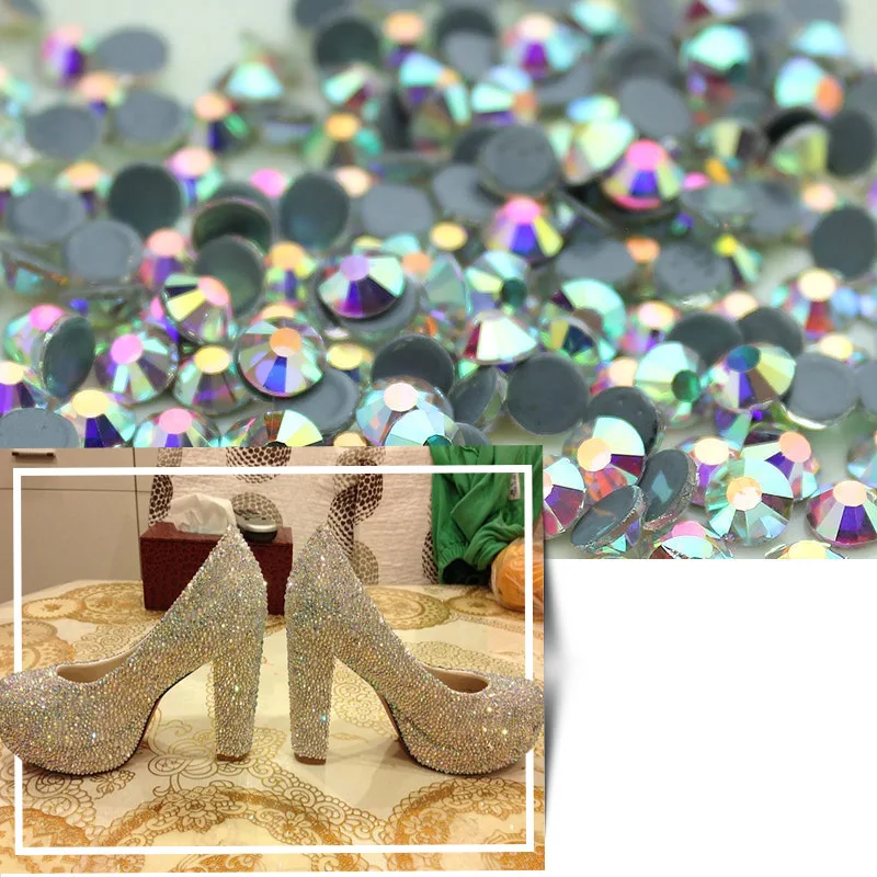 Goedkoop Groothandel! 14400 Pcs 1440 Pcs Hot Fix Plaksteen Ijzer Op Hotfix Strass Crystal AB Clear Fijne Trouwjurk accessoires