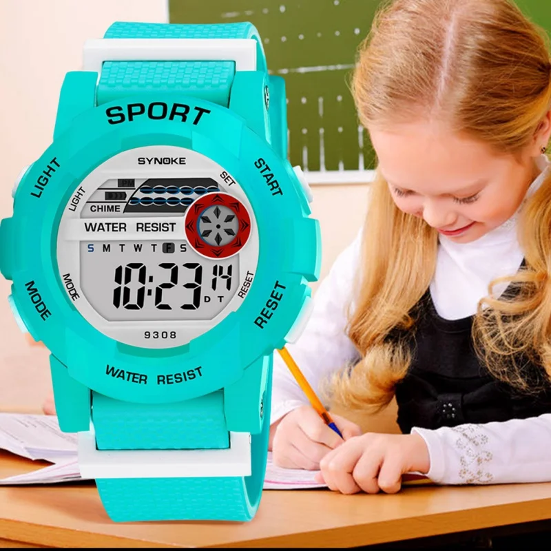 Модная детская Водонепроницаемый часы для мальчиков и девочек цифровой светодиодный спортивная детская Повседневное часы с датой