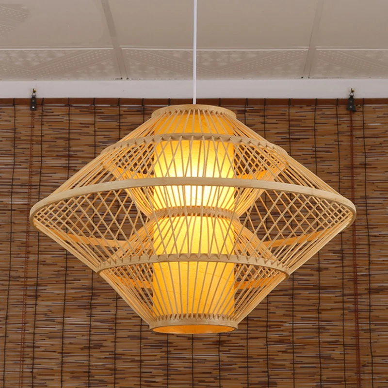 

Creative Bamboo Lantern Pendant Lamp Handmade Suspension Pendant Light For living room restaurant bar cafe Home lighting G071