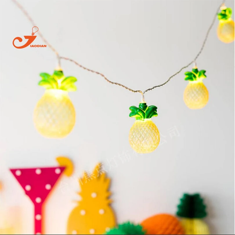 Hot Summer Fruit Pineapple 10 LED String Lights Colorful Warm Amber Bulb Night Light Fairy ...