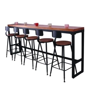Retro Leisure Cafes Against The Wall Bar Table Home High Bar Table Long Solid Wood Metal Bar Table
