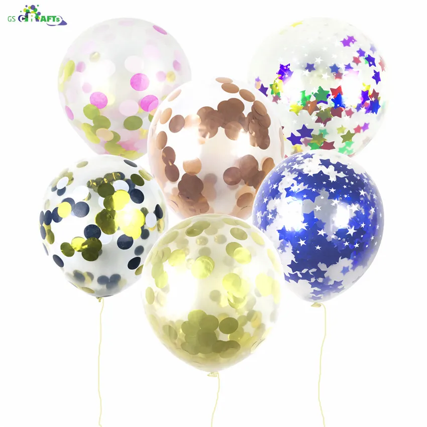 GSCRAFTS 10pc 12inch 30cm Clear Confetti Balloon Latex Confetti Ballon