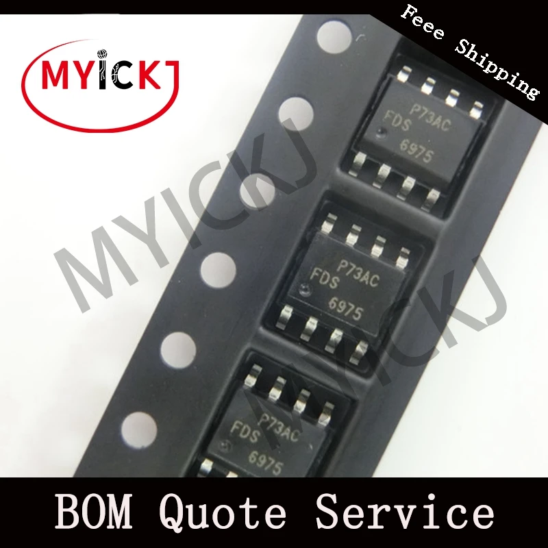 10 шт. FDS6975 микросхема MOSFET 2P-CH 30 V 6A 8soic | Лампы и освещение