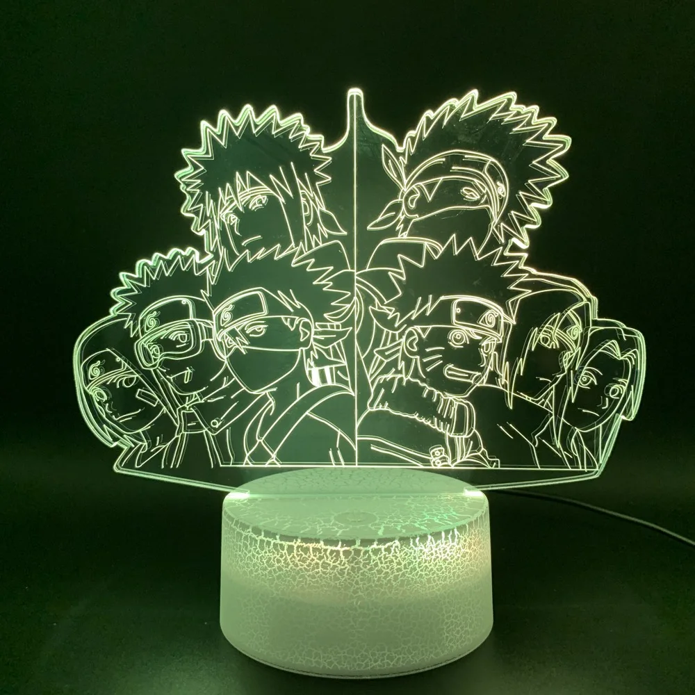 

3d Optical Led Night Light Lamp Anime Naruto Team 7 Kakashi Figure Office Room Decorative Table Lamp Kids Gift Child Nightlight