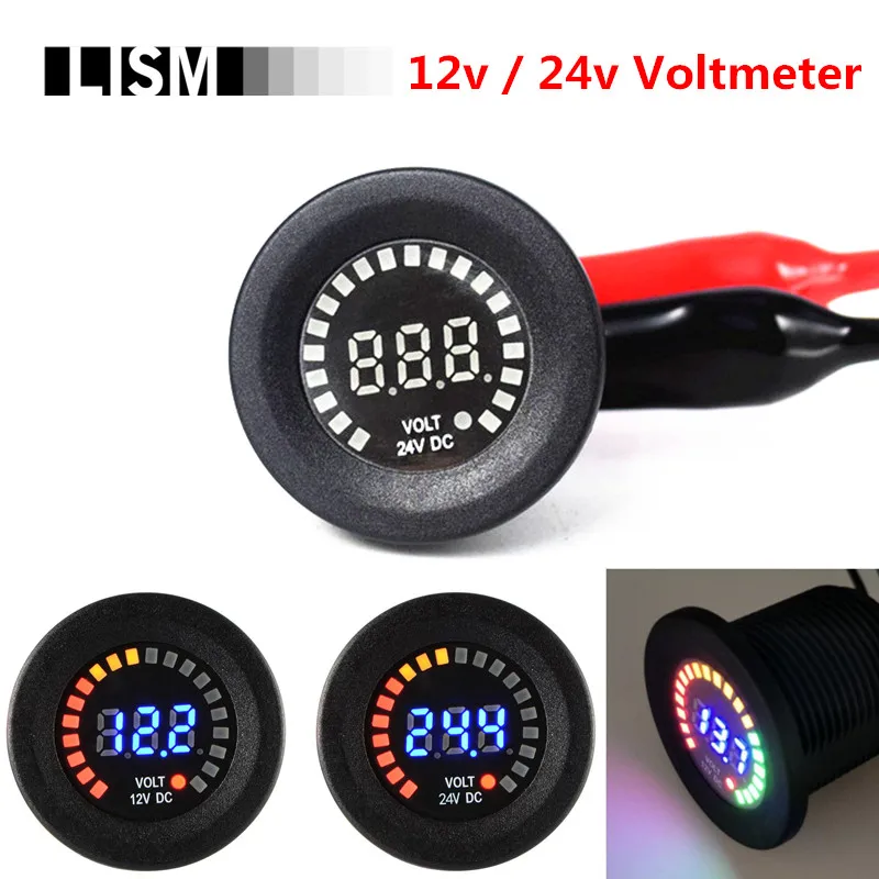 12v 24v DC Colorful LED Car Moto Voltage Volt Meter Waterproof Blue Digital Panel Display Boat Motorcycle Auto Accessories Parts 12v 24v DC Colorful LED Car Moto Voltage Volt Meter Waterproof Blue Digital Panel Display Boat Motorcycle Auto Accessories Parts