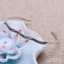 Марказит стерлингового серебра инкрустированные ретро личности открытие женские модели браслетов