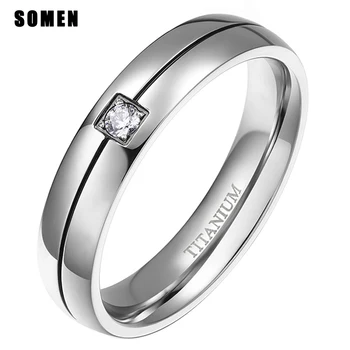 

Somen Men's Titanium Silver Color Ring With Cubic Zirconia Wedding Jewelry USA Size For Valentine's Day Gift Bague Homme