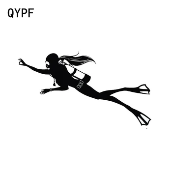 

QYPF 15.3cm*8.7cm SPORT SCUBA DIVER Personality Vinyl Car Stickers Accessories Black Silver S2-0541