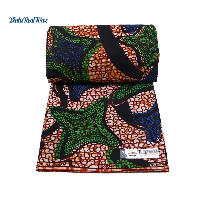

Good quality Veritable Dutch African Fabrics Real Hollandais Wax Real Wax African Clothes 100% Cotton 6 Yards fabric PL487