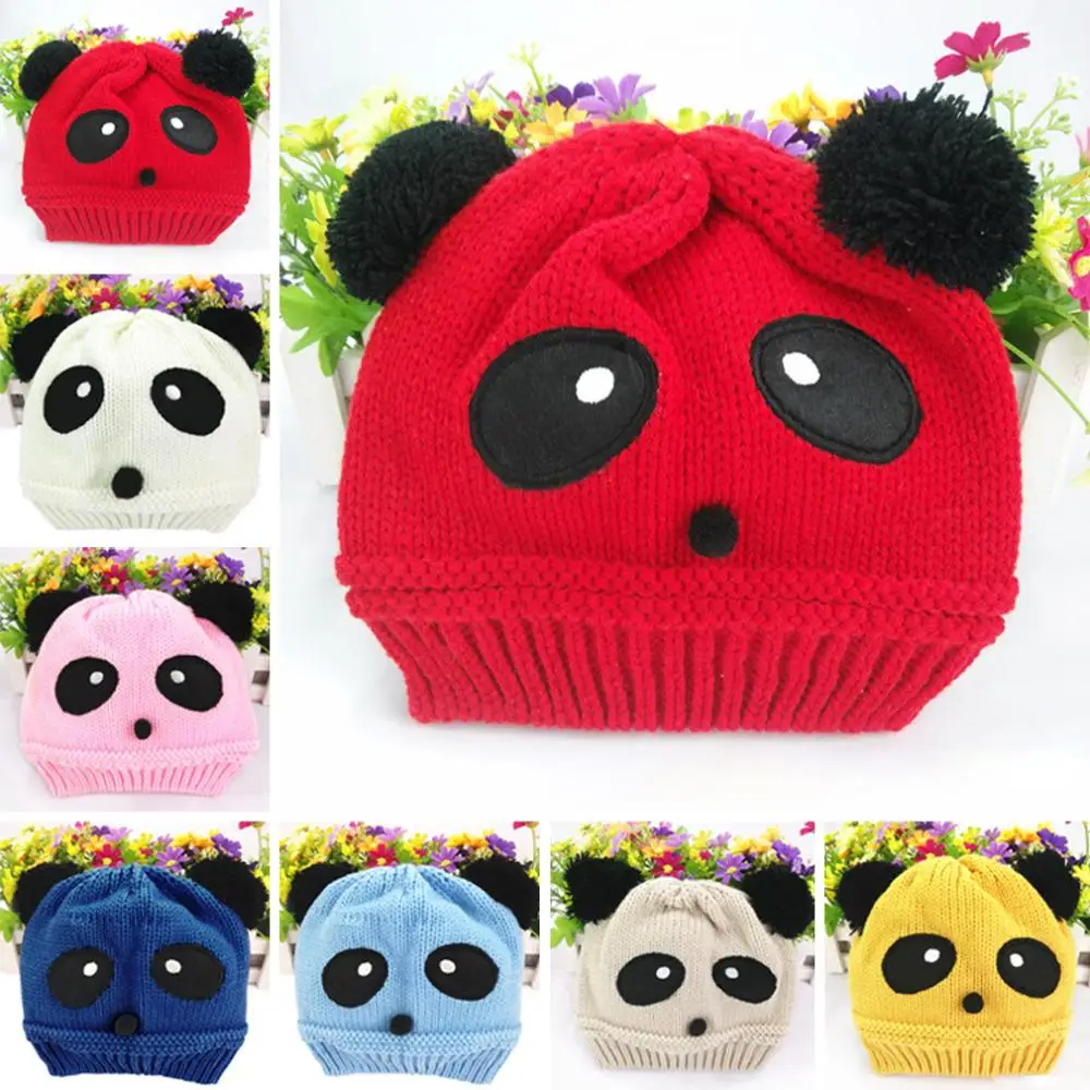 

Winter Cute animal Panda Baby Hats boy girl kids Warm crochet beanie hats cap for children bonnet enfant Y1