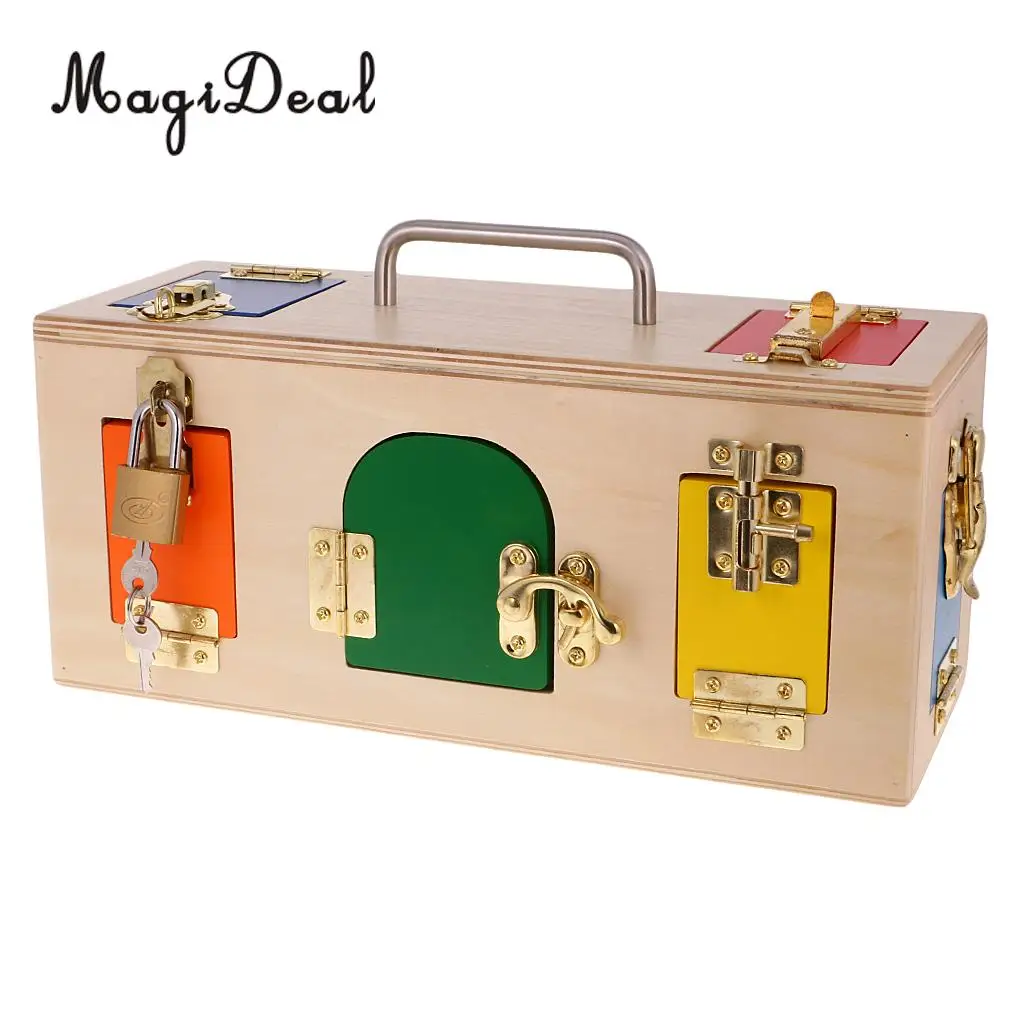 MagiDeal Wooden Montessori Practical Material Little Lock Box Kids Early Educational Toy for Cultivate Child Intelligence Gift