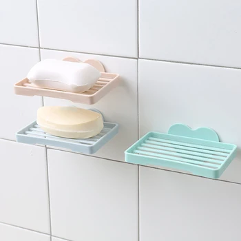 

Wall-Mounted Bathroom Kitchen Drain Suction Cup Heart Shape Sucker 1pc Soap Dish Hollowed Soap Shelf Holder