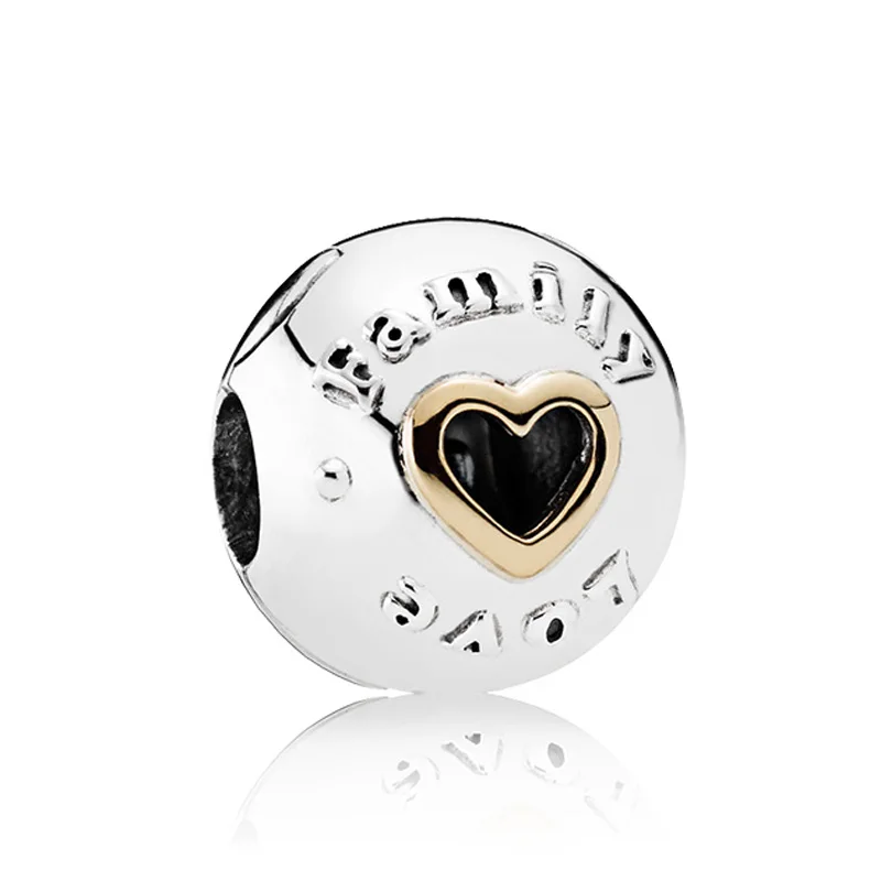 

Authentic 925 Sterling Silver Bead Charm Openwork Family and Love Clip Lock Stopper Beads Fit Pandora Bracelet Diy Jewelry