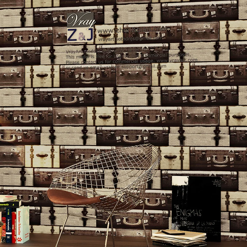 

beibehang wall paper. papel de parede 3d wallpaper rural England Non-woven wallpaper vintage suitcase simulation living room