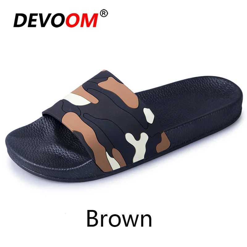 Новинка; летние пляжные шлепанцы; Mannen Chaussons Homme; Мужская обувь; уличные тапочки; Домашние шлепанцы; мужские легкие дышащие Тапочки - Цвет: Brown
