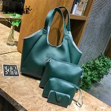 AEQUEEN, 4 шт., женские зеленые сумки, искусственная кожа, винтажная сумка на плечо, женский маленький клатч, держатель для карт, кошельки, сумки, набор, Bolsas