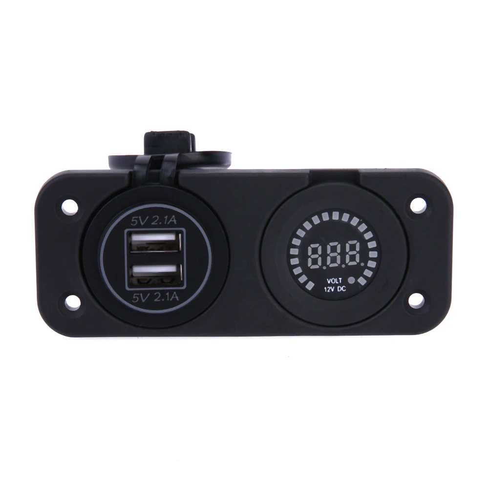 

Center Console 4.2A With Aperture Dual USB Blue 12V Color Voltmeter Auto Replacement Parts