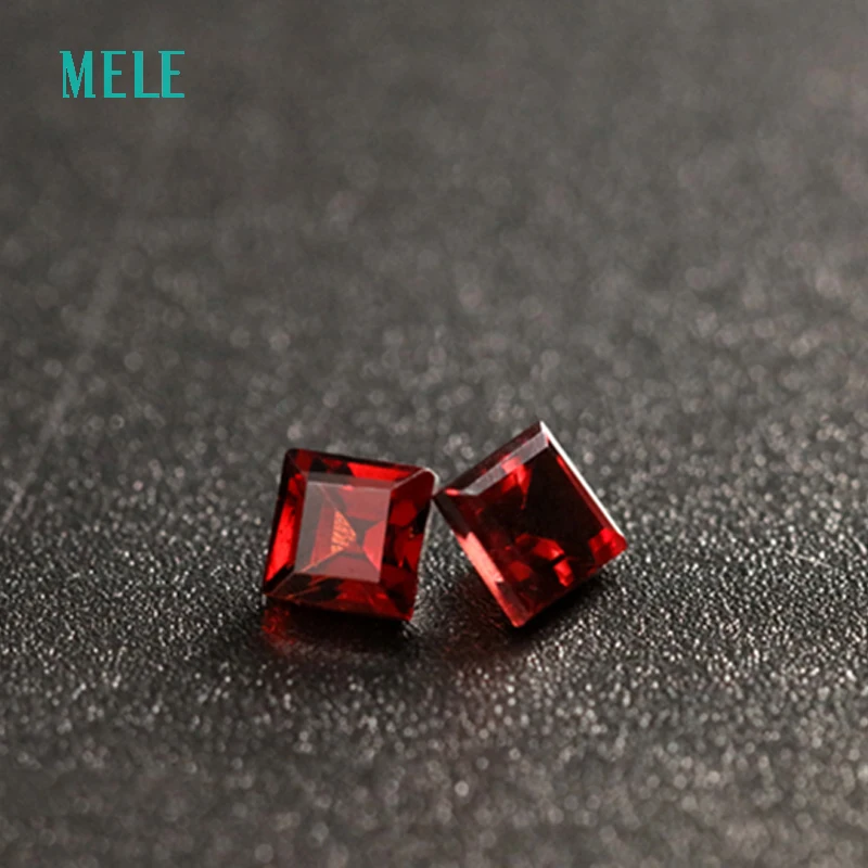 Gemstones Natural Garnet jewelry Making 3X3mm High Quality Square Earring Ring Pendant Bracelet Jewelry customization