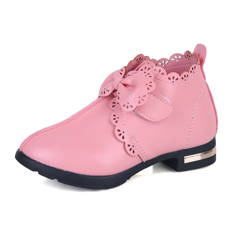 Детская обувь для девочек модная обувь на весну и осеннее детское платье принцессы обувь повседневные кроссовки с бантом кожаные туфли - Цвет: pink