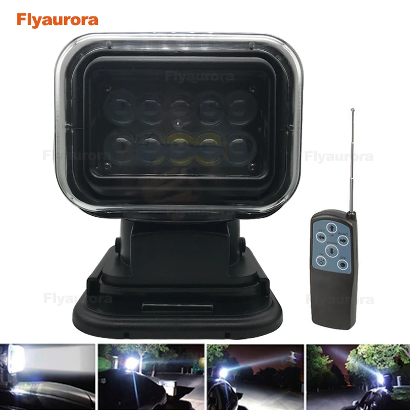 

1Pcs 7 Inch 50W 360 Degree Wireless Remote Control Led Spotlight Marine Search Light 12/24v For Truck Off-road 4x4 Boat