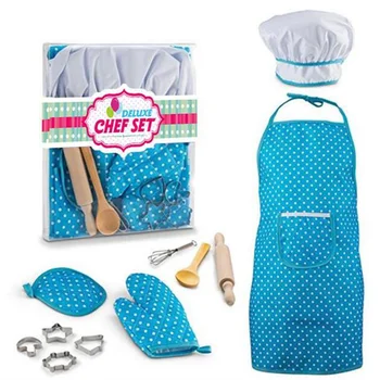 

New Creative 11Pcs/set Pretend & Play Emulational Baking Toy Kit DIY Pastry Baker Tool Apron Set for Children 2 Colors