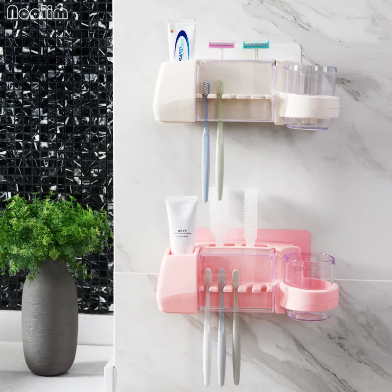 NOOLIM Wall mounted Toothbrush Holder Toiletries Rack Wall Hanging
