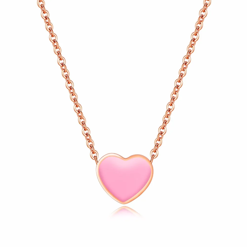 

FATE LOVE brand Cute Red Pink Heart Style Women Necklaces & Charm Pendants for Girl Lady Female Fashion jewelry