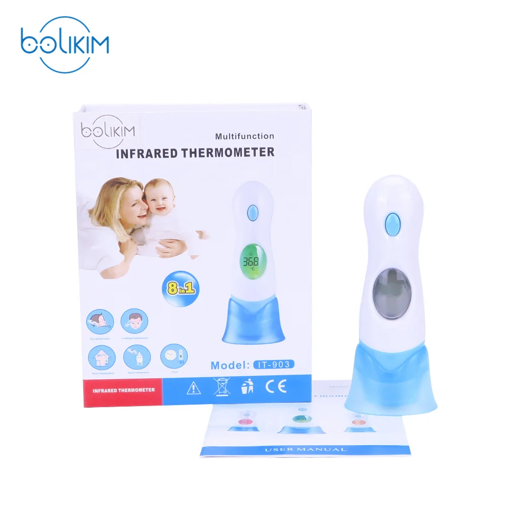 

BOLIKIM Non-Contact IR Body Infrared Thermometer 4 in 1 Baby and Adult Digital Ear Forehead Ambient Exergen Body Thermometer Gun