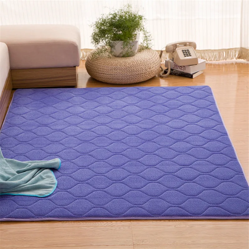 Us 12 62 48 Off Classic Solid Carpet Memory Foam Big Rug Grid Mat Hallway Area Rug Bedroom Rugs Purple Mats Quilted Carpet Rug For Living Room In