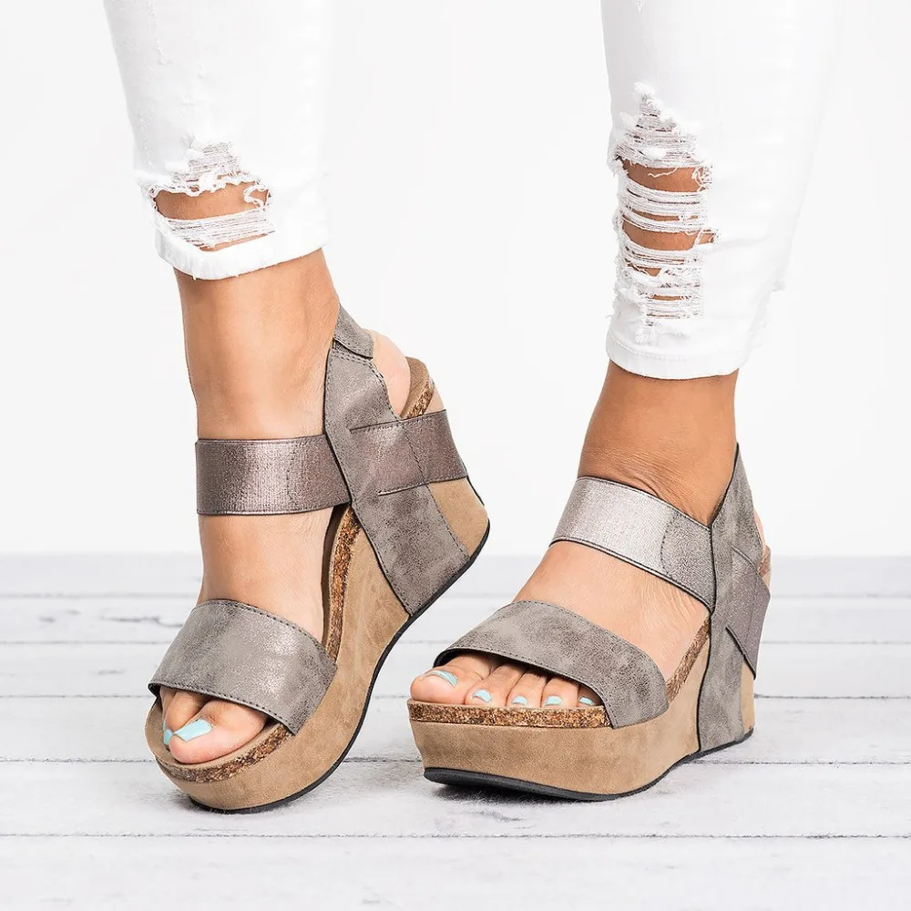 

TINGHON NEW Hot Sale Woman Sandals Summer Fashion Gladiator Roman Shoes New Wedge Heels Shoes Size 34-44
