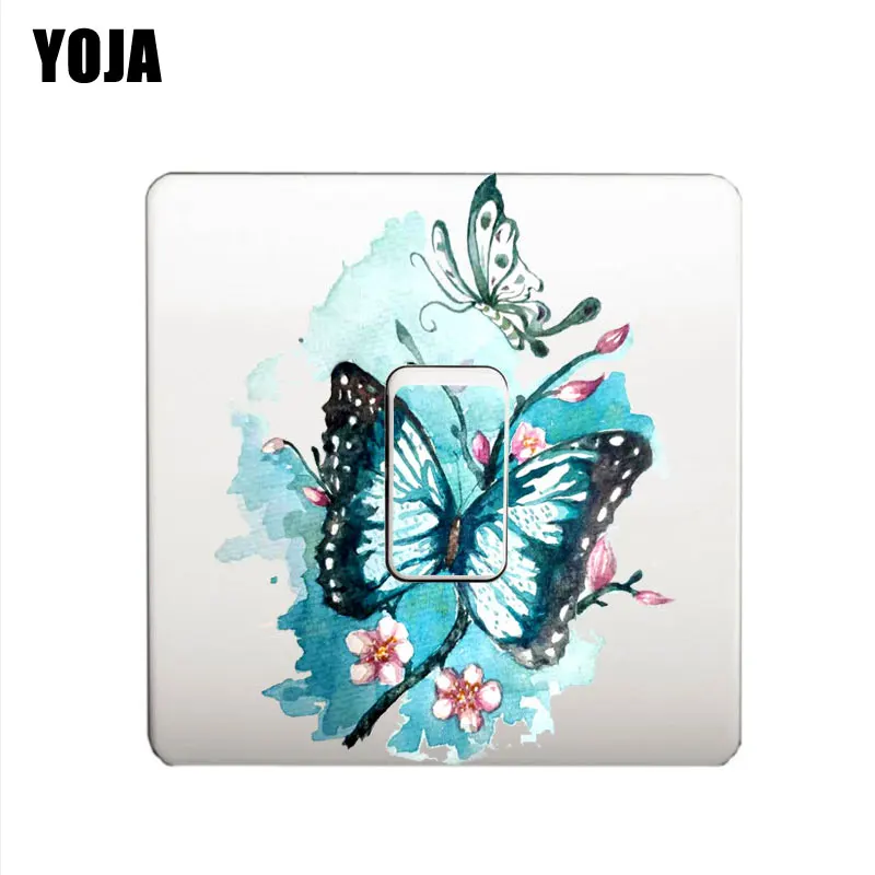 

YOJA Cherry Butterfly Blue Aesthetics Wall Sticker Classic Style Design PVC Room Decorative Interesting Switch Sticker 8SS0416