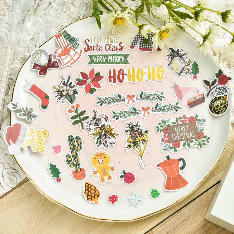 

KLJUYP 60pcs Merry Bright Colorful Cardstock Die Cuts for Scrapbooking Happy Planner/Card Making/Journaling Project