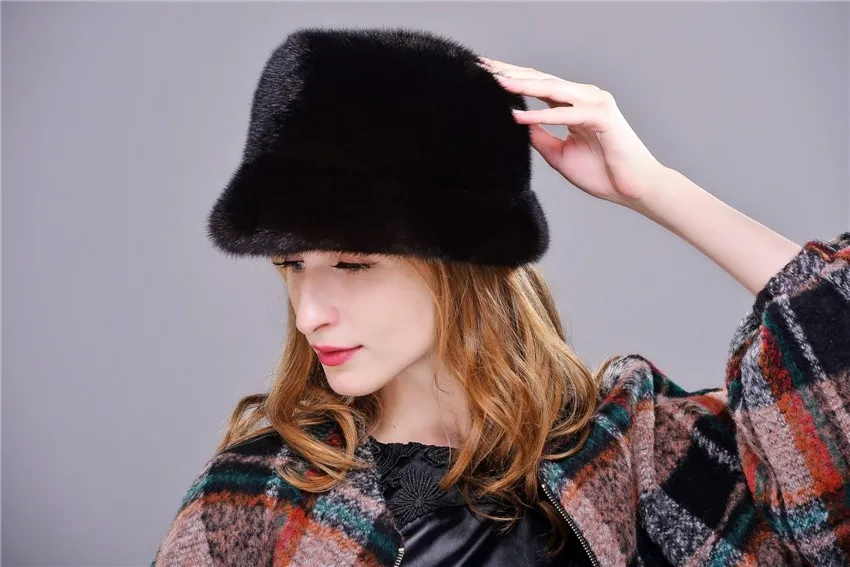 HM016 натуральная норковая шапка, зимний женские теплые Шапки целый кусок норки меховые шапки женские зимние шапки