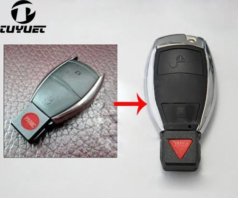 2+1 Buttons Updating Modified Smart Remote Key Shell for Mercedes-Benz Car Key Blanks Case+Battery Holder+Key Blade