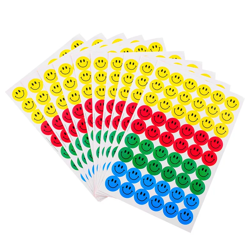 

10Sheets/lot Multi Colors Round Smiley Face Stickers Kids Children Sticker Toys for Preschool Teacher Praise Sticky