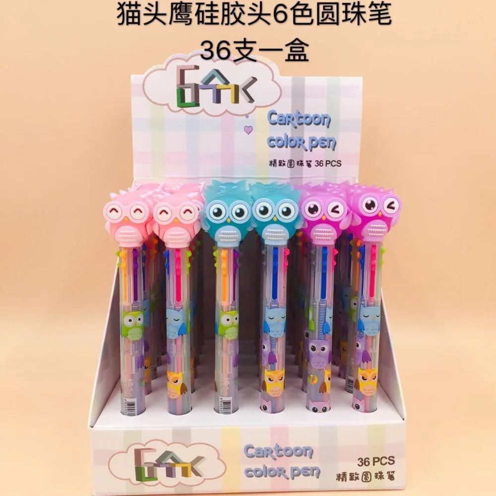 

1 lot=36pcs Lovely Cute Animal Owl 6 Colors Ballpoint Pens Kawaii Stationery Girls Students Stationery Ball Pens Supplies