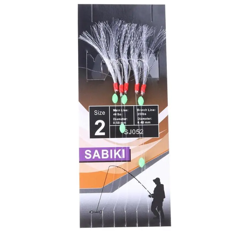 

5pcs Simulation Barbed Size 2 Barbed Sabiki Hook Rigs Silver Hooks String Hooks Texas Rig for Lure Fishing Accessories SJ052