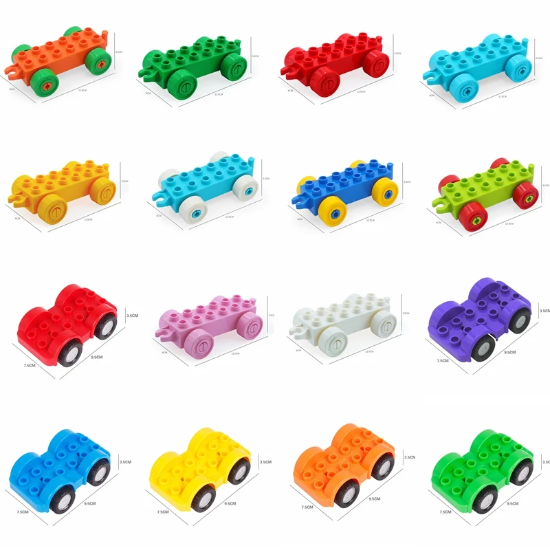 

Legoing Cities Duploe Motorcycle Car Model Vehicle Trailer Set Transport Big Particle Building Blocks Accessories Legoings Duplo