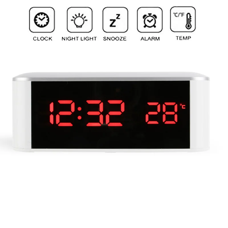 

EAAGD Digital Alarm Clock LED Display with Dimmer USB Charging Power, 12/24 Hours,Temperature,Snooze Function for Bedroom Office