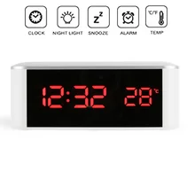 EAAGD Digital Alarm Clock LED Display with Dimmer USB Charging Power, 12/24 Hours,Temperature,Snooze Function for Bedroom Office