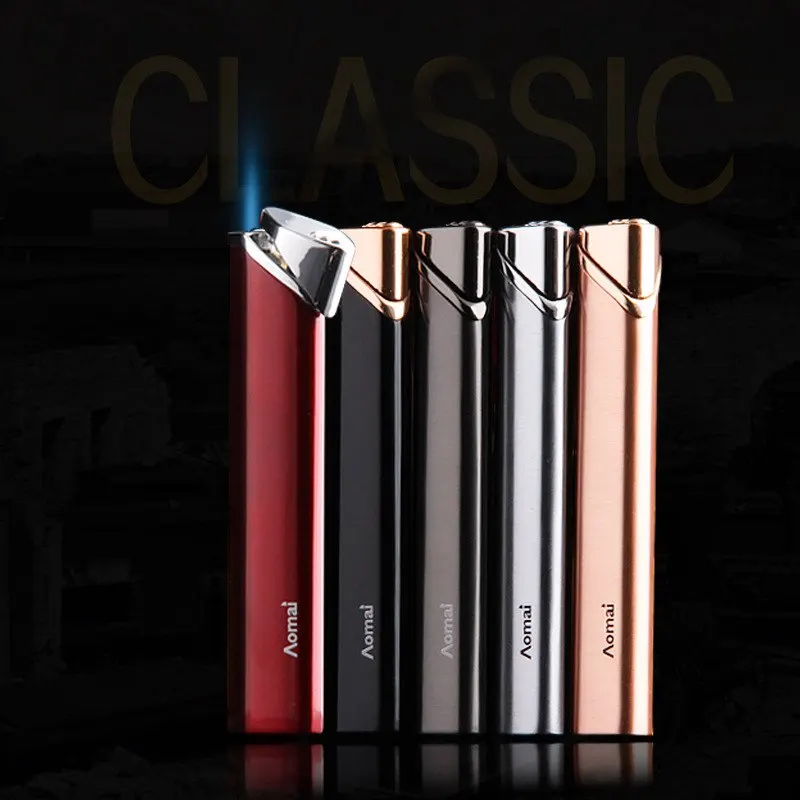 

Mini Portable Metal Long Strip Inflatable Windproof Lighter Refillable Gas Lighters Ultra-thin Cigarette Lighter