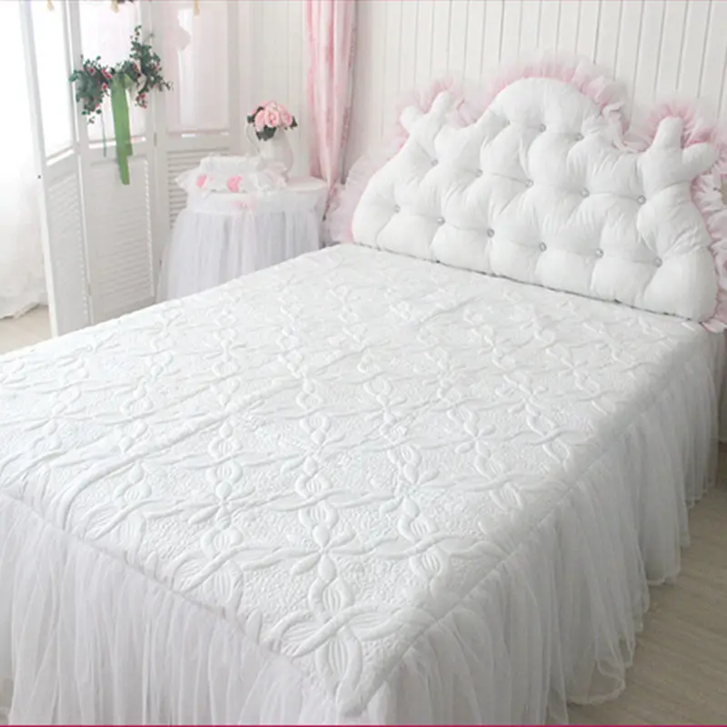 luxury white bed skirt quilt bedspread wedding decoration bed textile